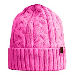 Cable Cuff Pom Pom Beanie - Pink