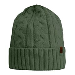 Cable Cuff Pom Pom Beanie - Army
